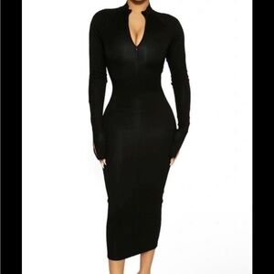 Naked Wardrobe Quarter Zip Bodycon Dress